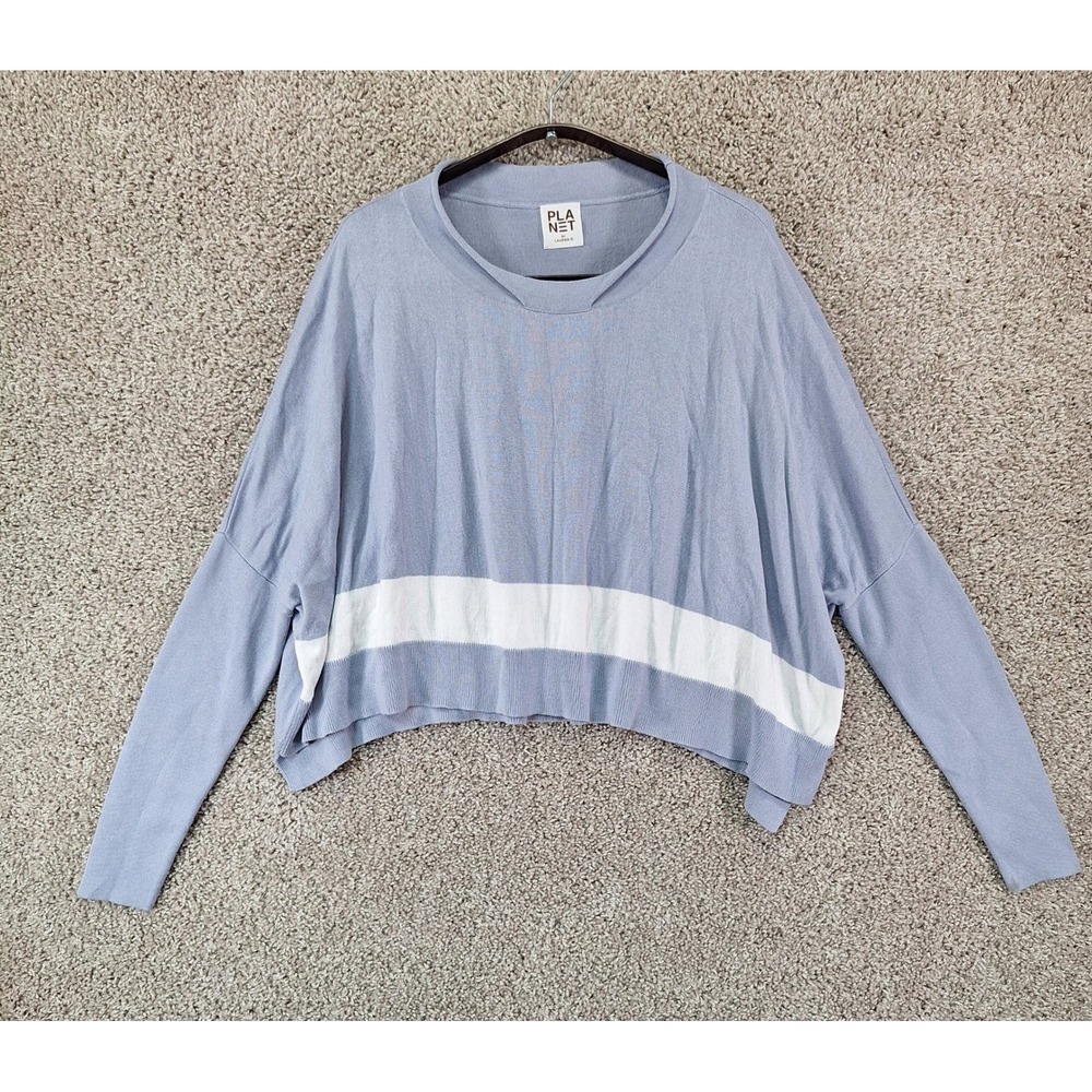 Planet By Lauren G Sweater Womens OS Blue Pima Cotton Modal Knit Boho Office